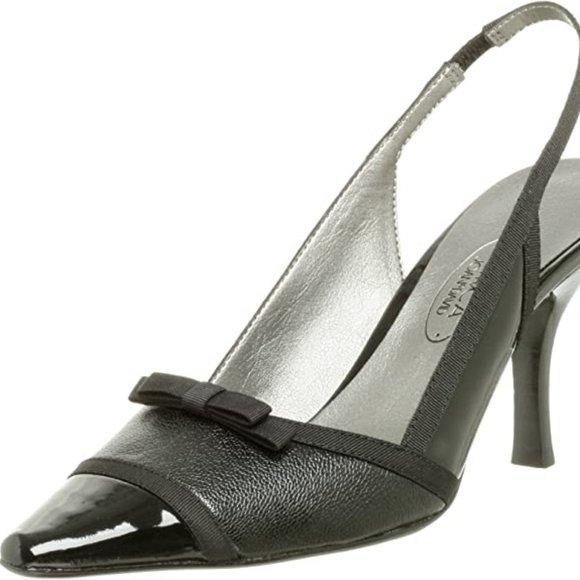 Circa Joan & David Black  Patent Slingback heeled pumps - Picture 1 of 13